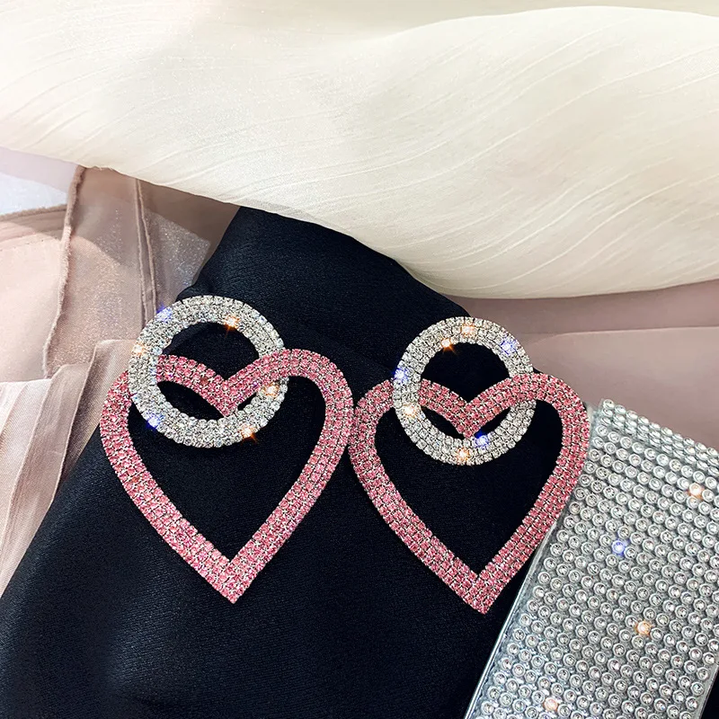 Crystal Cool style Heart Earrings for Women Pink green Circle Rhinestone Dangle Office career Statement Jewelry Gifts
Crystal Cool style Heart Earrings for Women Pink green Circle Rhinestone Dangle Office career Statement Jewelry Gifts