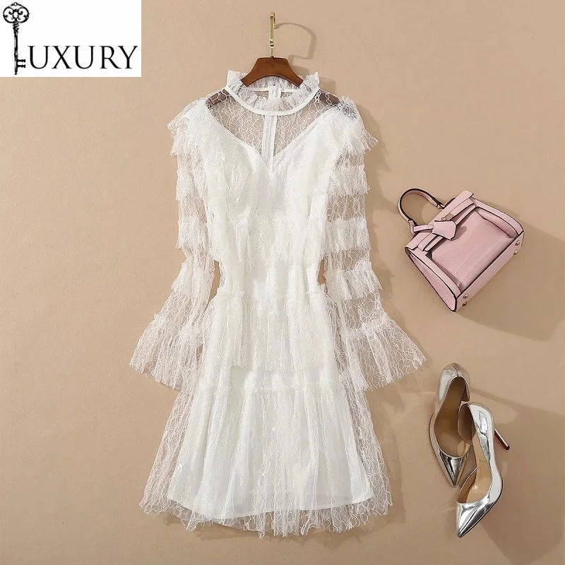 Lace Top Quality New 2020 Summer Sexy Club Party Ladies Cascading Ruffle Flower Patterns Flare Sleeve White Pink Dress XL
Lace Top Quality New 2020 Summer Sexy Club Party Ladies Cascading Ruffle Flower Patterns Flare Sleeve White Pink Dress XL