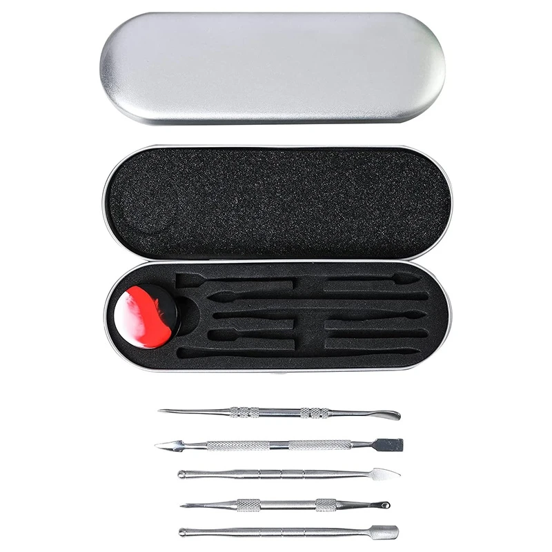 6 Pieces of Wax Carving Stainless Steel Tools, with 5Ml Silicone Container. (Silver)
6 Pieces of Wax Carving Stainless Steel Tools, with 5Ml Silicone Container. (Silver)