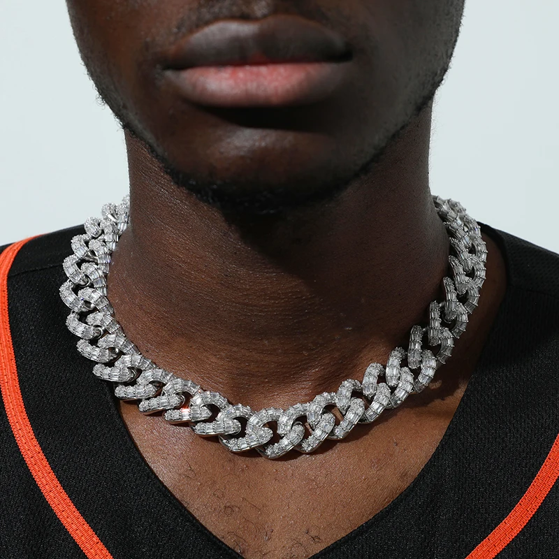 21MM 3 Row Baguette Cubic Zirconia Prong Cuban Chain 18K White Gold Plated Jewelry CZ Stone Choker Men Iced Out Hip Hop Necklace
21MM 3 Row Baguette Cubic Zirconia Prong Cuban Chain 18K White Gold Plated Jewelry CZ Stone Choker Men Iced Out Hip Hop Necklace