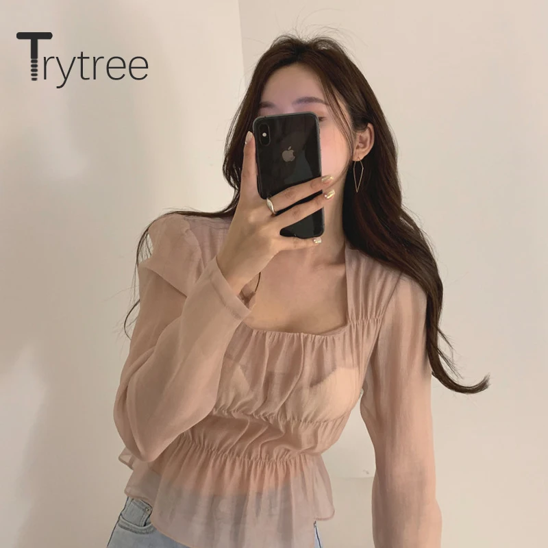 Trytree 2020 Spring Autumn Blouse Women Casual Square Collar Fashion Slim fit Elegant 2 Color All-Purpose Style Blouse Top
Trytree 2020 Spring Autumn Blouse Women Casual Square Collar Fashion Slim fit Elegant 2 Color All-Purpose Style Blouse Top