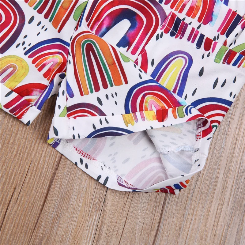 0-18M Newborn Baby Girl One-piece Summer Jumpsuit Square Neck Backless Rainbow Printing Ruffled Sleeve Short Pants Bodysuit
0-18M Newborn Baby Girl One-piece Summer Jumpsuit Square Neck Backless Rainbow Printing Ruffled Sleeve Short Pants Bodysuit