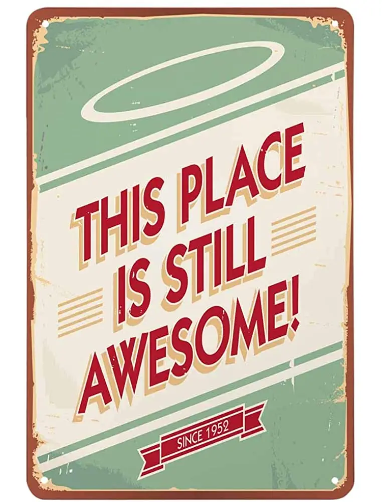 AOYEGO This Place is Still Awesome Tin Sign, Vintage Metal Tin Signs for Cafes Bars Pubs Shop Wall Decorative Funny Retro
AOYEGO This Place is Still Awesome Tin Sign, Vintage Metal Tin Signs for Cafes Bars Pubs Shop Wall Decorative Funny Retro