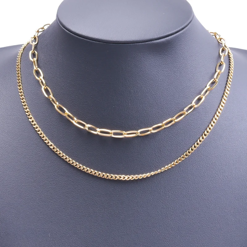 Fashion Punk Cuban Link Chain Necklace Stainless Steel Necklaces For Women Men Double Layer Chain Around Neck Choker Couple Gift
Fashion Punk Cuban Link Chain Necklace Stainless Steel Necklaces For Women Men Double Layer Chain Around Neck Choker Couple Gift