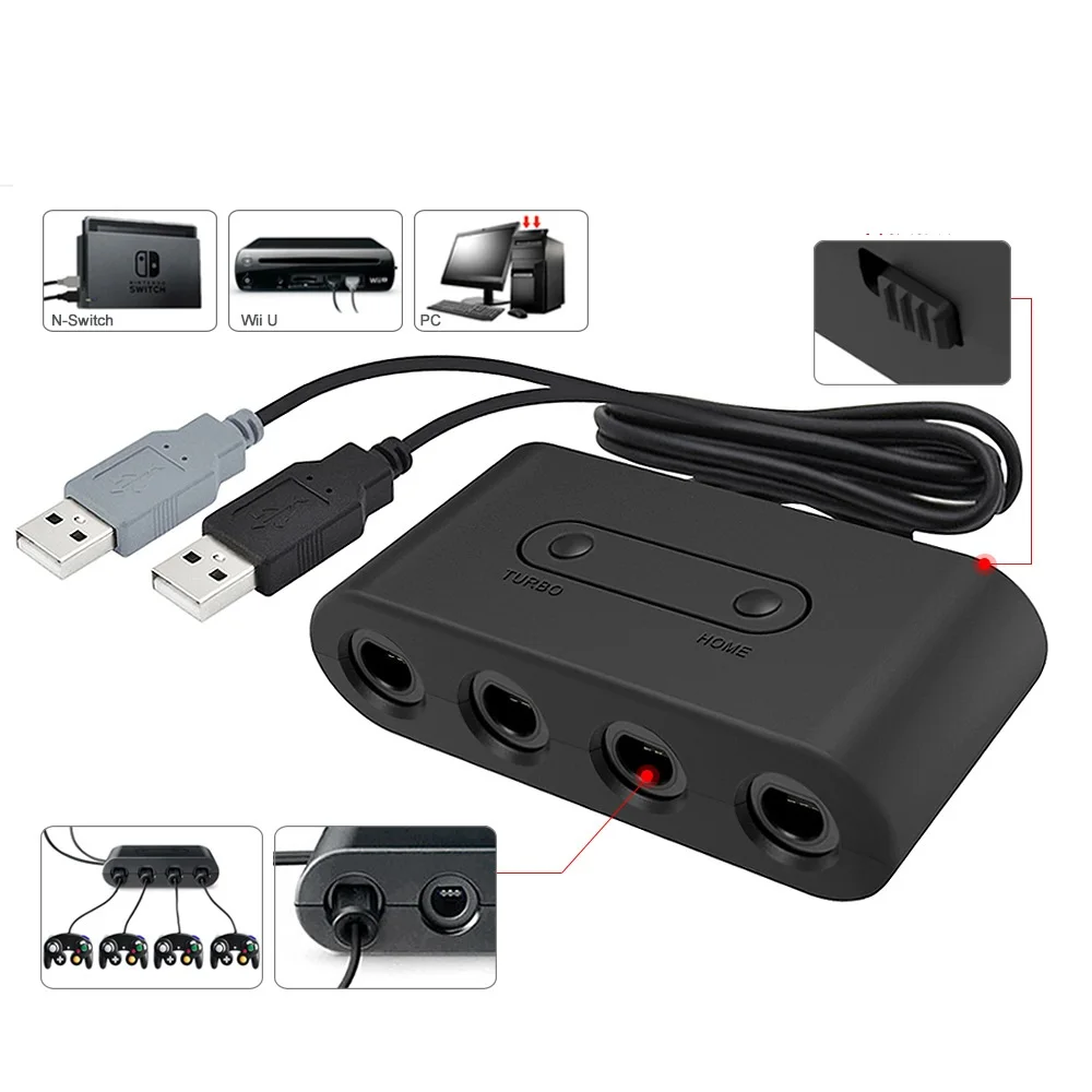3 в 1 4 порта для контроллеров GameCube GCN USB-адаптер конвертер Nintendo Switch/UWii/эмулятор Dolphin