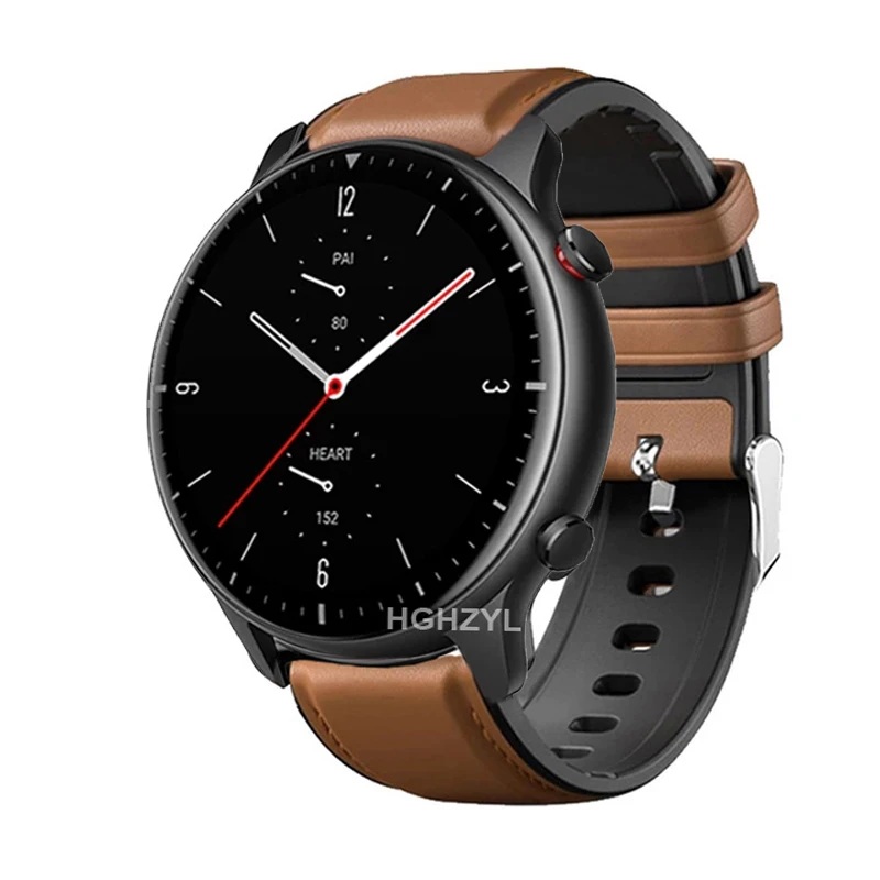 Ремешок кожаный и силиконовый для часов Amazfit GTR2 GTR 47 мм Pace Stratos 3 2 браслет 42