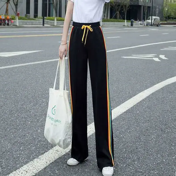 Vertical casual sports pants women's 2021 spring and summer thin high waist SLIM STRAIGHT pants Korean loose wide leg pants
Vertical casual sports pants women's 2021 spring and summer thin high waist SLIM STRAIGHT pants Korean loose wide leg pants