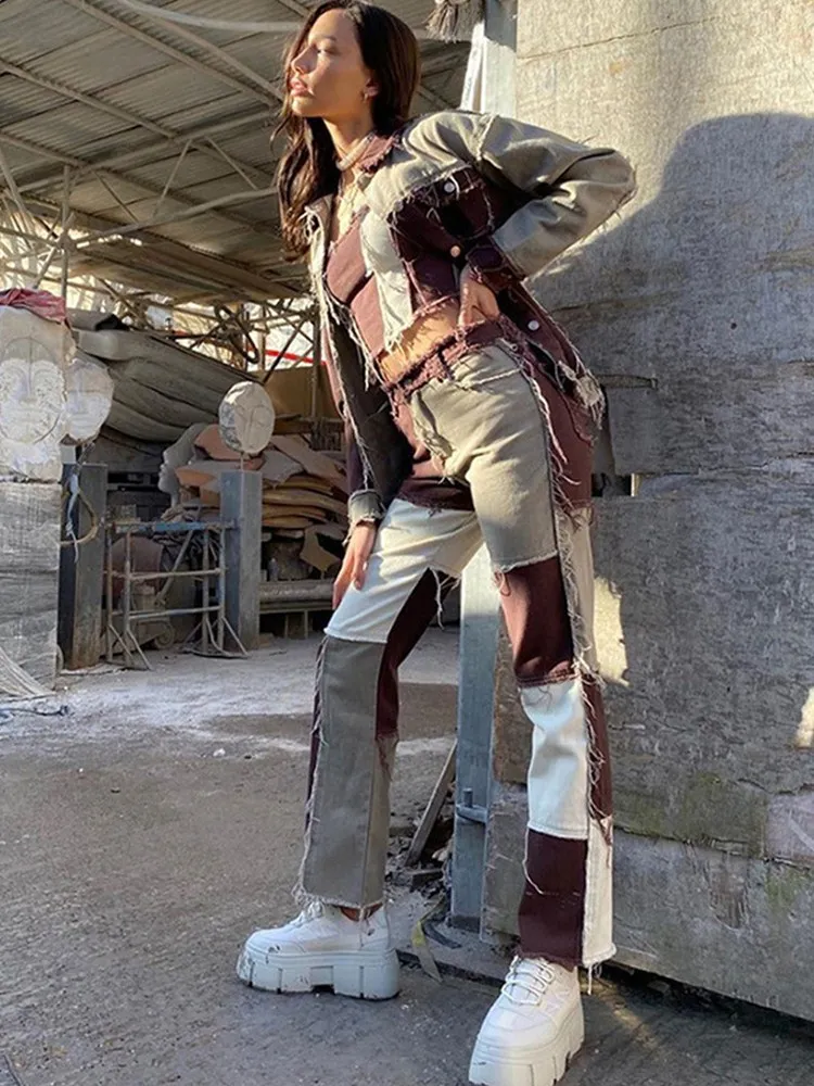 2021 Autumn Brown Women Cowboy Striped Patchwork Jeans Street Casual Hip Hop High Waist Loose Straight Jeans Women Fashion Pants
2021 Autumn Brown Women Cowboy Striped Patchwork Jeans Street Casual Hip Hop High Waist Loose Straight Jeans Women Fashion Pants