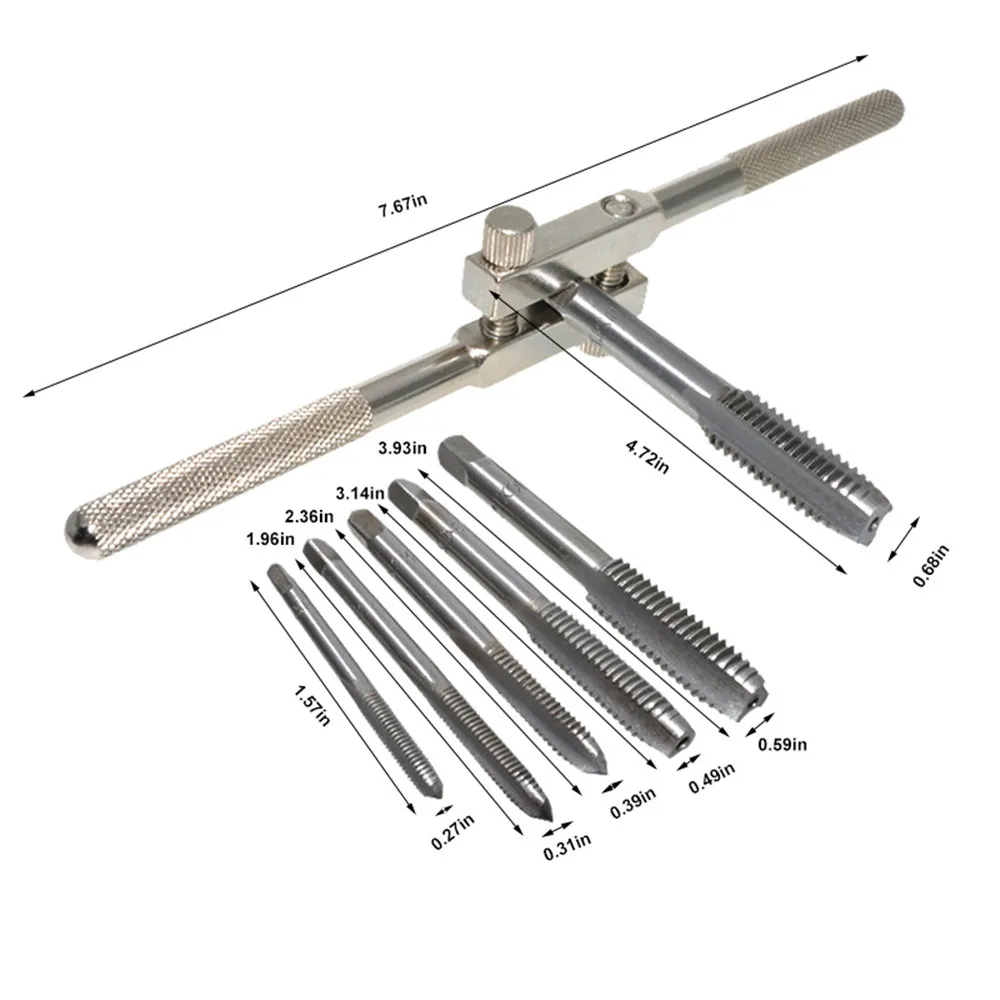 7pcs Portable M4-M12 Tap Wrench Drill Bit Set Metric Screw Thread Tap Twist Drill Bit Wrench Set Hand Tapping Wrench Tools Set
7pcs Portable M4-M12 Tap Wrench Drill Bit Set Metric Screw Thread Tap Twist Drill Bit Wrench Set Hand Tapping Wrench Tools Set