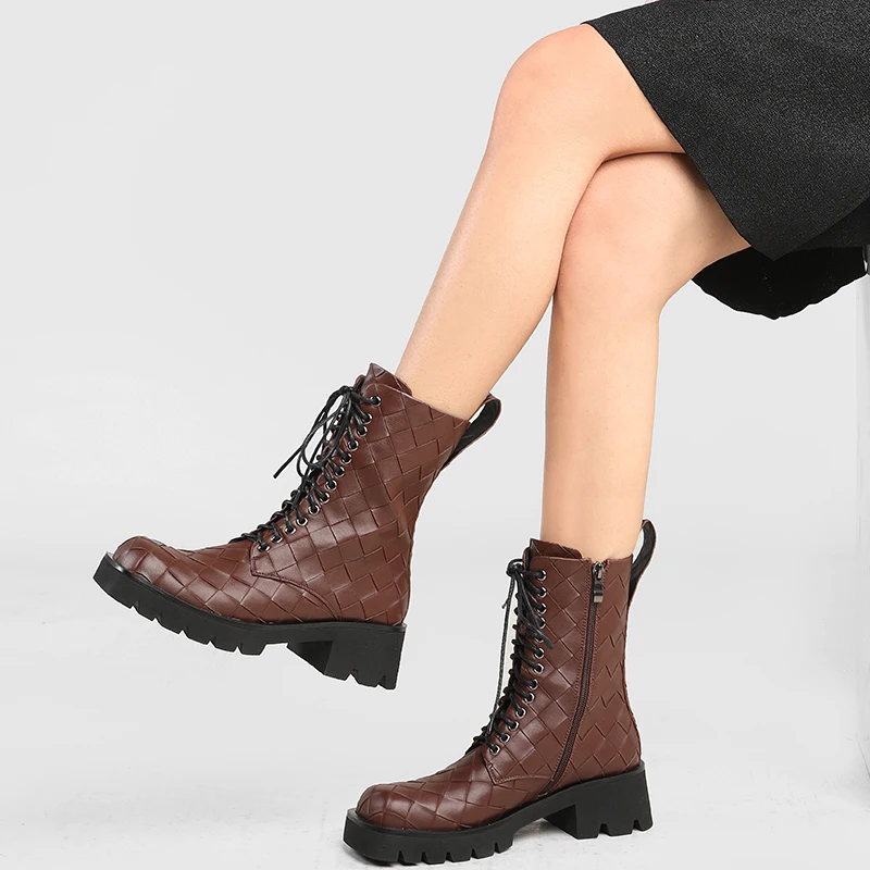 Fashion Black Brown Med Heels Ankle Martin Boots For Women Spring Autumn Platform Chunky Short Boots Shoes Bottines Femme
Fashion Black Brown Med Heels Ankle Martin Boots For Women Spring Autumn Platform Chunky Short Boots Shoes Bottines Femme