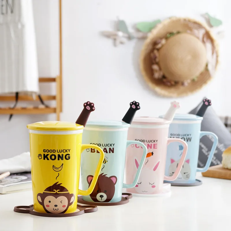 360ml Animals Ceramic Coffee Mugs with Lid Spoon Milk Tea Water Cups Cartoon Monkey Rabbit for Children Kids 
360ml Animals Ceramic Coffee Mugs with Lid Spoon Milk Tea Water Cups Cartoon Monkey Rabbit for Children Kids