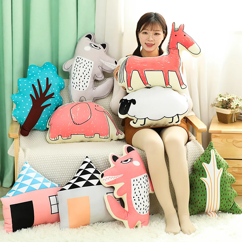 New Nordic style Soft Animal Cartoon Pillow Cushion Cute Horse Elephant Wolf Sheep Tree Plush Toy Stuffed kids Birthyday Gift
New Nordic style Soft Animal Cartoon Pillow Cushion Cute Horse Elephant Wolf Sheep Tree Plush Toy Stuffed kids Birthyday Gift