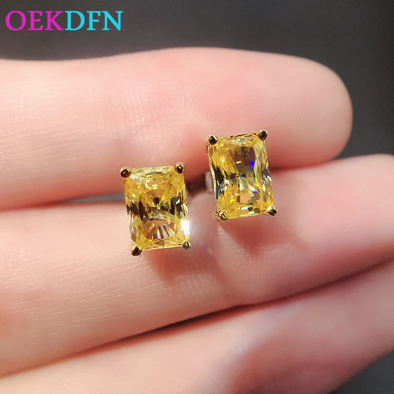 OEKDFN 100% 925 Sterling Silver Stud Earrings Citrine Gemstone Wedding Engagement Vintage Luxury Ear Studs Fine Jewelry
OEKDFN 100% 925 Sterling Silver Stud Earrings Citrine Gemstone Wedding Engagement Vintage Luxury Ear Studs Fine Jewelry