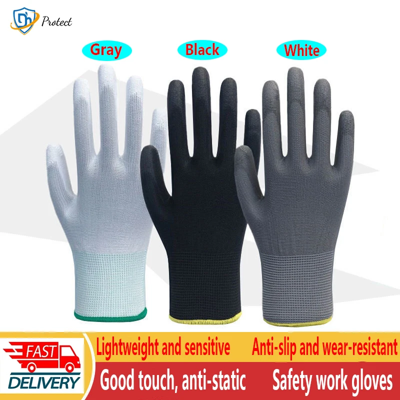 

12-24 Pairs PU Nitrile Safety Coating Work Gloves Palm Coated Gloves Mechanic Working Gloves have CE Certificated EN388