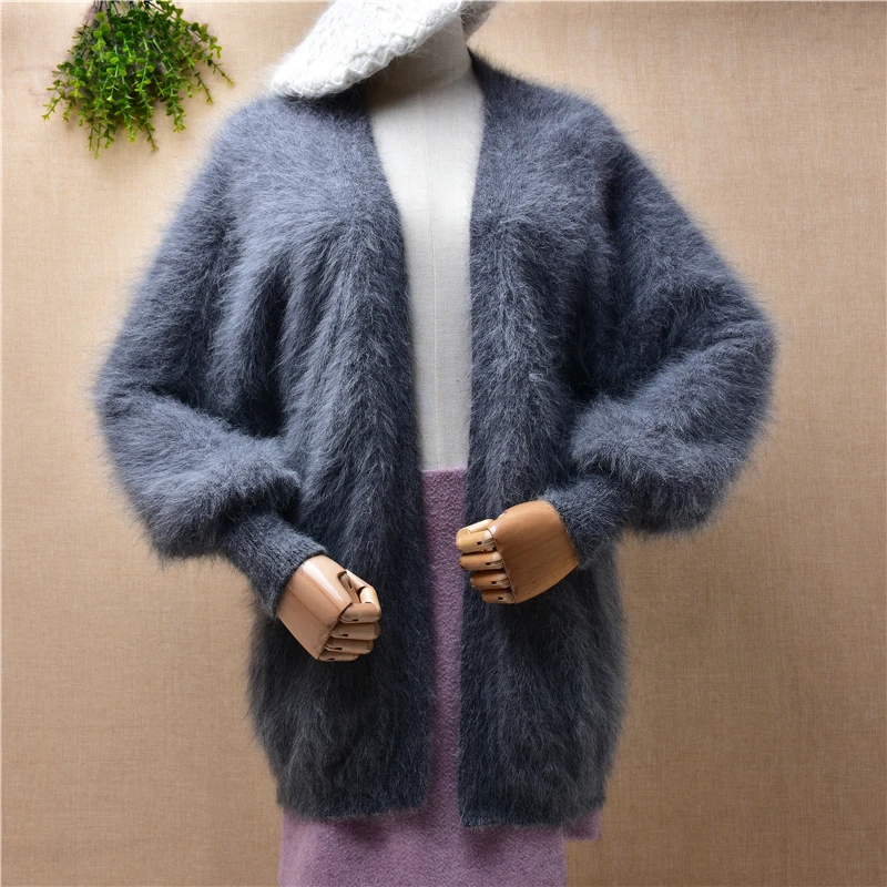 female women fashion grey mink cashmere knitted long lantern sleeves loose cardigan mantle angora fur winter jacket coat sweater
female women fashion grey mink cashmere knitted long lantern sleeves loose cardigan mantle angora fur winter jacket coat sweater