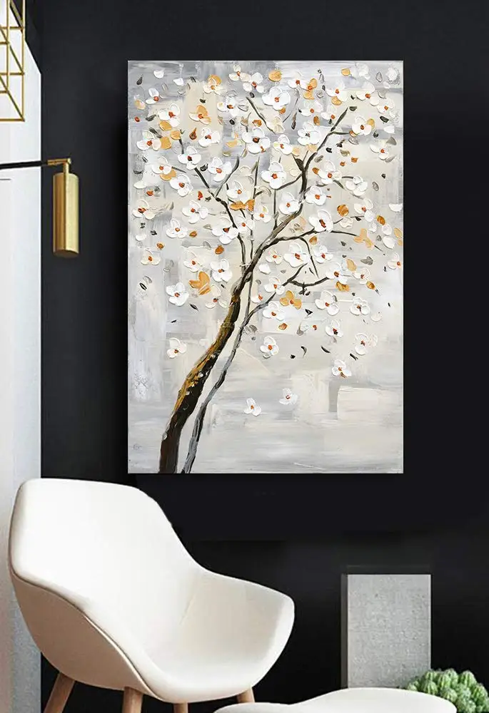 Hand-made White Blossom Flowers Wall Art for Living Room Bedroom Home Decoration Modern Cherry Oil Painting on Canvas No Framed
Hand-made White Blossom Flowers Wall Art for Living Room Bedroom Home Decoration Modern Cherry Oil Painting on Canvas No Framed