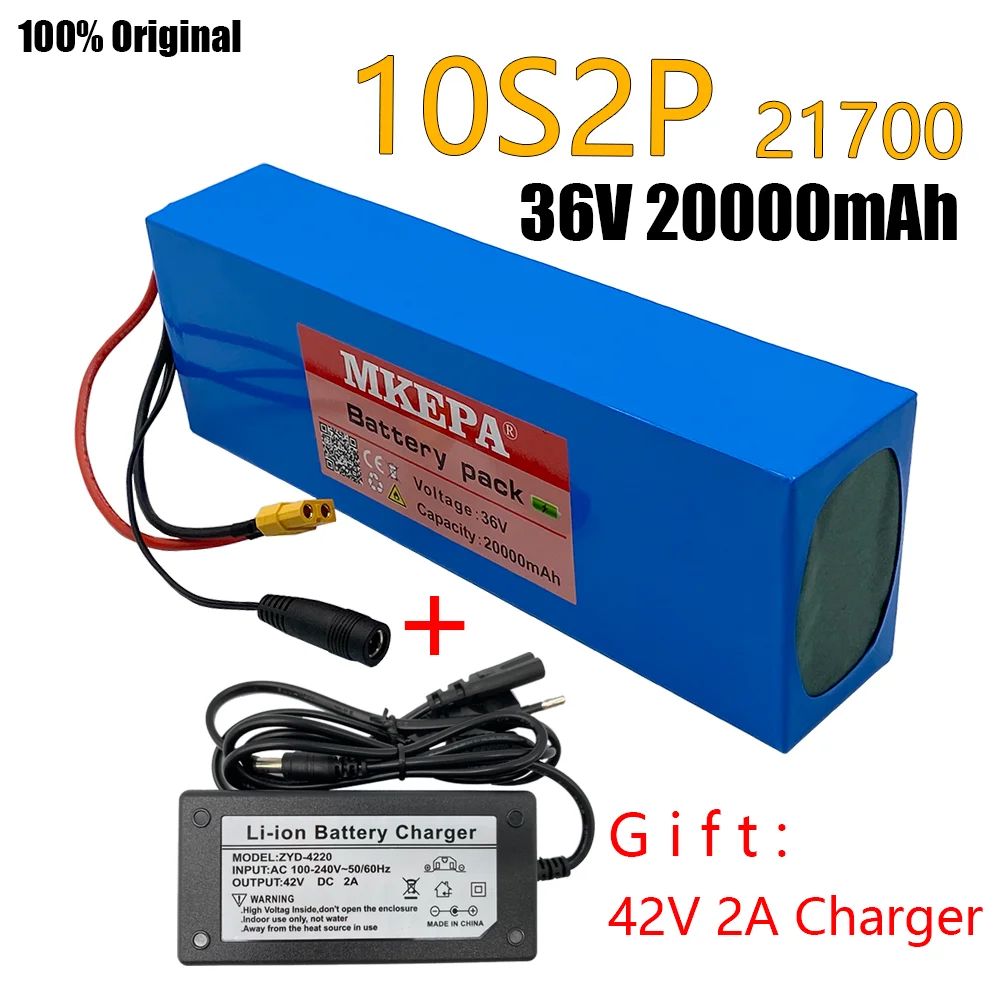 

36V 20AH 21700 20000mah 10S2P Electric Bike Battery for electric bicycle scooter 36V Ebike Battery+42V 2A Charger