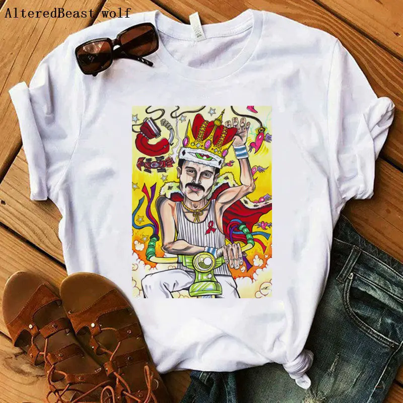 Freddie Mercury t shirt The Show Must Go On print white shirt women hip hop rock queen tshirt female casual harajuku women Tops
Freddie Mercury t shirt The Show Must Go On print white shirt women hip hop rock queen tshirt female casual harajuku women Tops