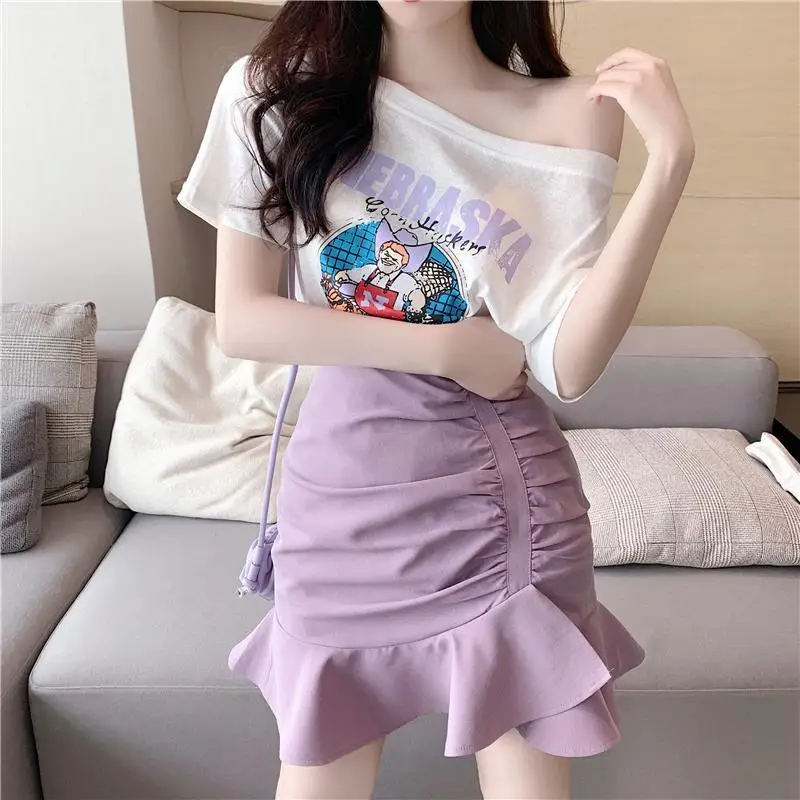 Free Shipping Slash Neck Off-shoulder Women's Short Sleeve T-shirt + Fashion High Waist Fishtail Skirt Lady 2 Pieces set
Free Shipping Slash Neck Off-shoulder Women's Short Sleeve T-shirt + Fashion High Waist Fishtail Skirt Lady 2 Pieces set