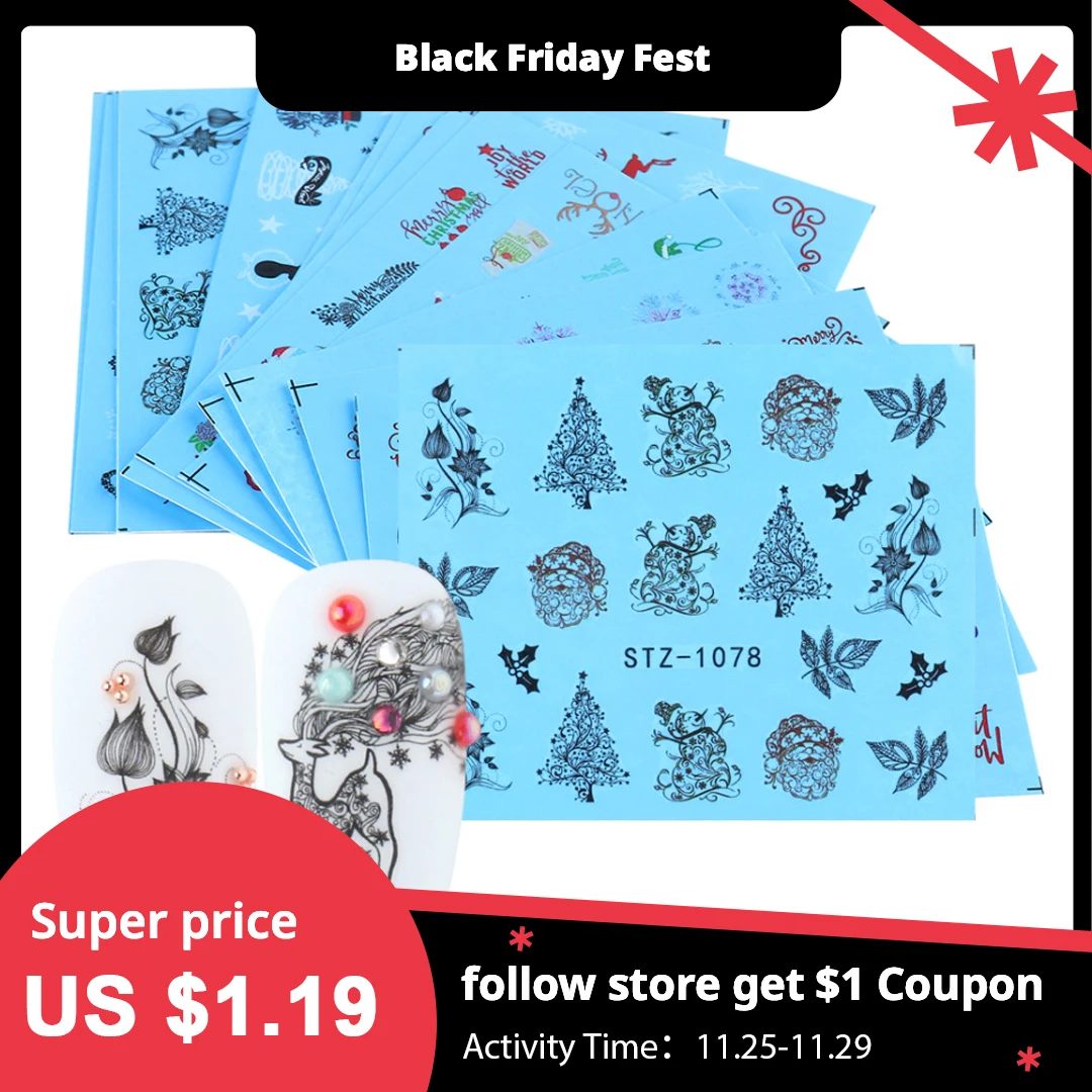 16pcs Nail Design Stickers Set Christmas Pattern Water Transfer Decals Sliders Manicure Nail Art Decorations LASTZ1066-1081
16pcs Nail Design Stickers Set Christmas Pattern Water Transfer Decals Sliders Manicure Nail Art Decorations LASTZ1066-1081