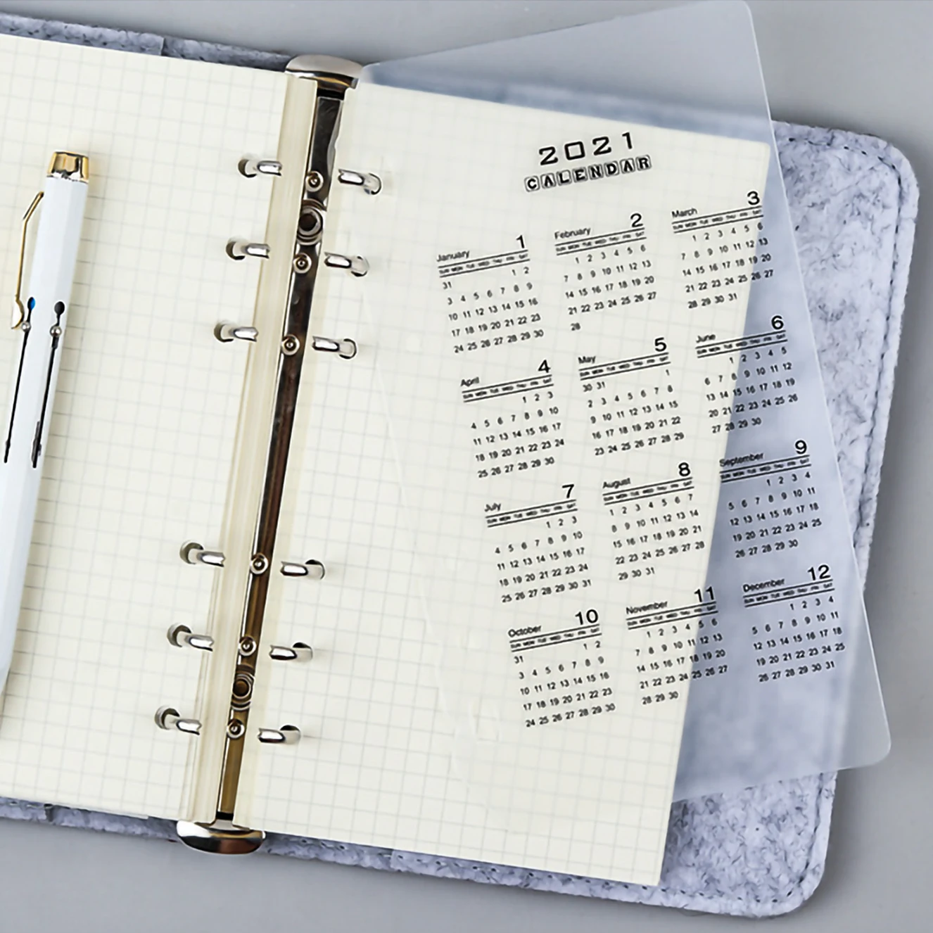 A5 A6 2021 Calendar New Year Simplistic Minimalist Matte 6 Holes Clear Ring Binder Planner Divider
A5 A6 2021 Calendar New Year Simplistic Minimalist Matte 6 Holes Clear Ring Binder Planner Divider