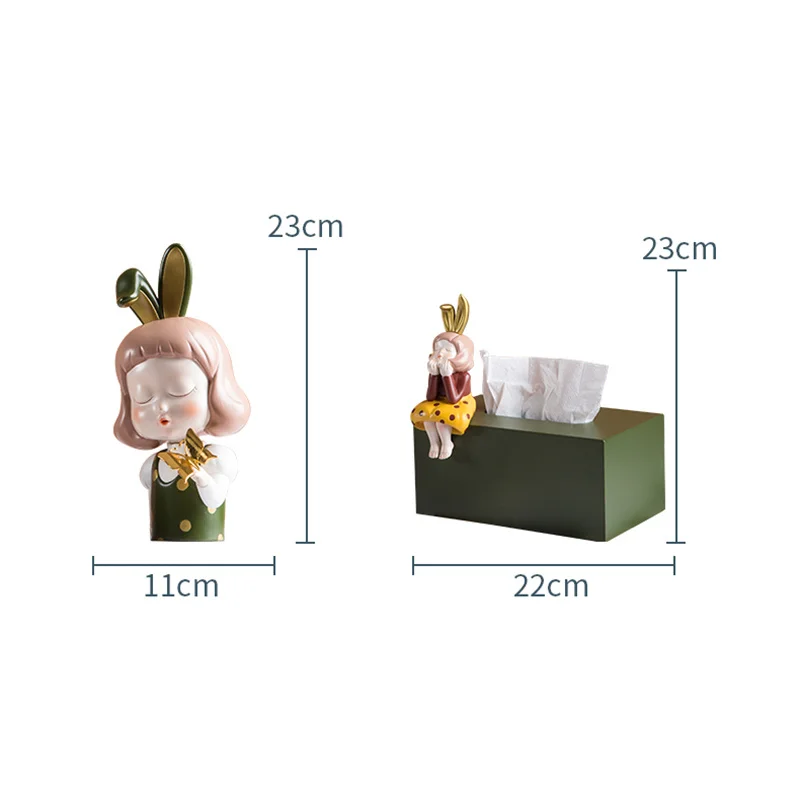 Tissue-Box Desktop-Storage Creative Modern Home European Resin Furnishings Geometric