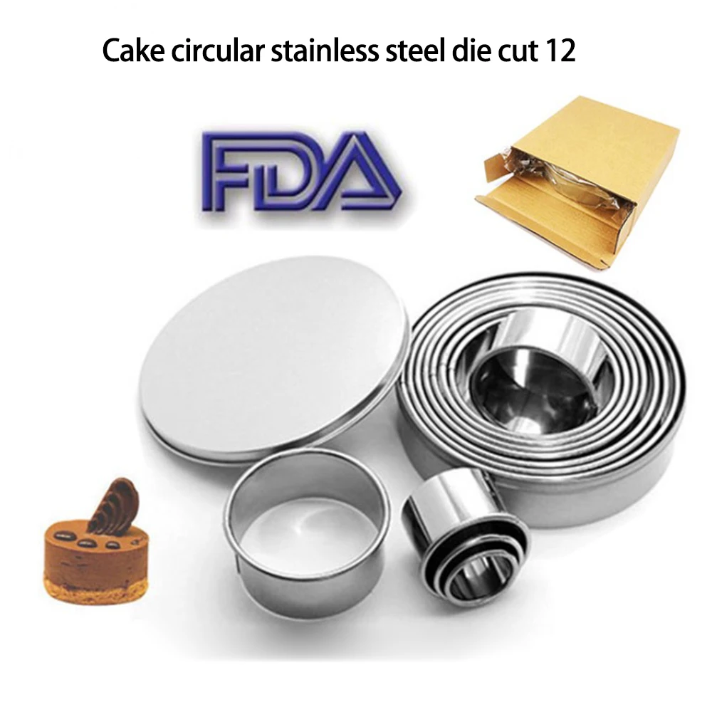 Stainless steel mousse ring 12-piece set 304 round cake mold doughnut fondant biscuit mold baking tools
Stainless steel mousse ring 12-piece set 304 round cake mold doughnut fondant biscuit mold baking tools