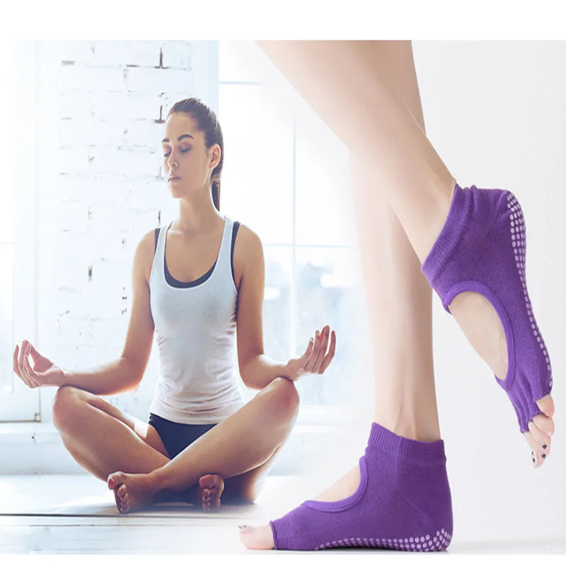 

Glue Yoga Ladies Cotton Socks Non-slip Sweat-absorbing and Breathable Full-toe Socks Pure Color Yoga Woman Sports Socks SKC001