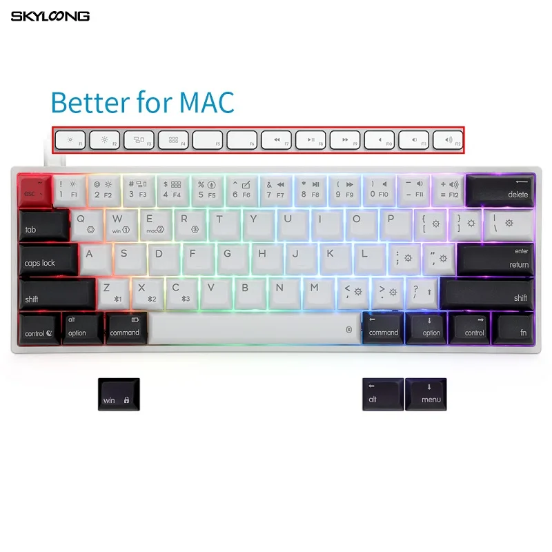 

Skyloong AK61 61 Keys Mechanical keyboard Wired PBT keycaps RGB Color Backlit Gaming Keyboard For MAC/PC/Win Hot Swap Red Switch