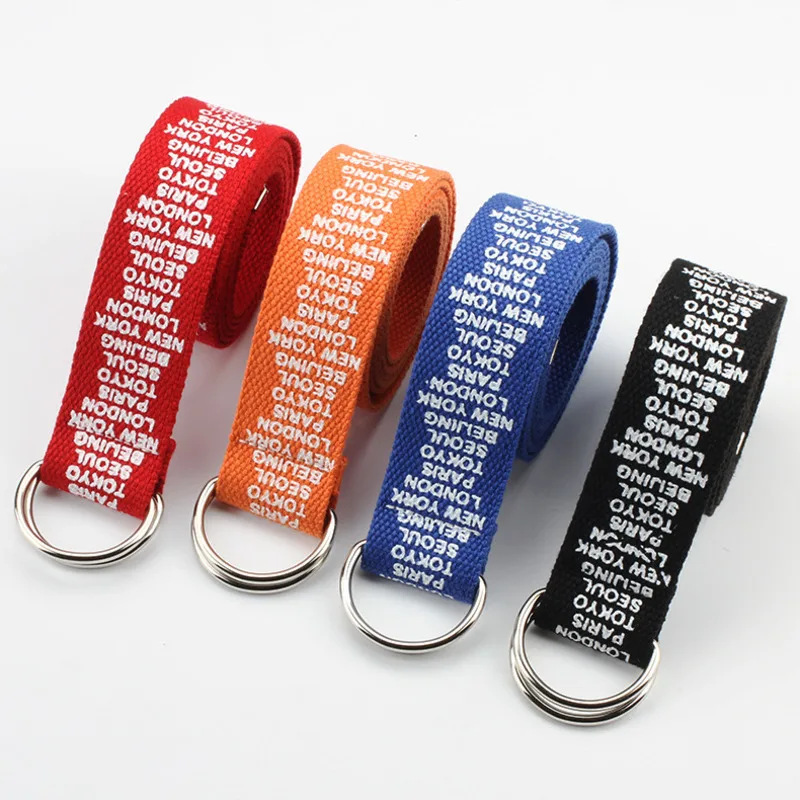 Fashion Designer Unisex Harajuku Canvas Belts Silver Metal Double Ring Buckle Wide Waist Band Letter Decoration Jeans Belts 2021
Fashion Designer Unisex Harajuku Canvas Belts Silver Metal Double Ring Buckle Wide Waist Band Letter Decoration Jeans Belts 2021