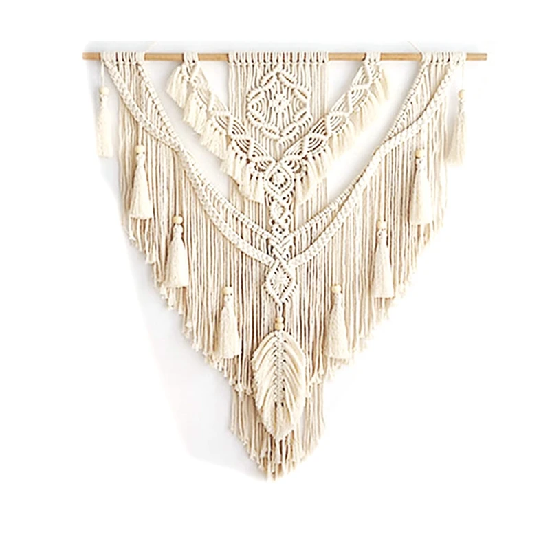 

LBER 75 x 95cm Beige Nordic Bohemian Macrame Wall Hanging Tapestry Hand-Wovening Tassel Home Wall Decor Large Tapestry