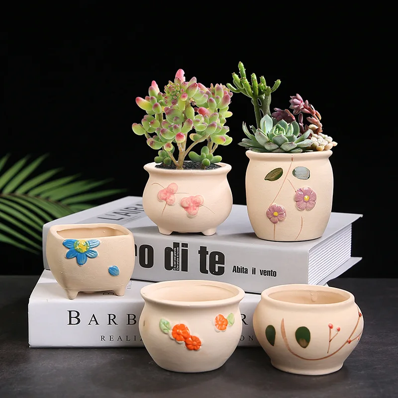 4-Piece Biscuits Painted Ceramic Flower Pot Home Gardening Green Plants Succulent Flowerpot
4-Piece Biscuits Painted Ceramic Flower Pot Home Gardening Green Plants Succulent Flowerpot