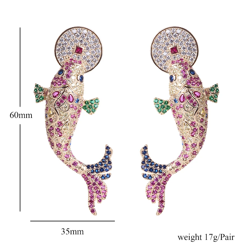 XIUMEIYIZU Luxury Zirconia Animal Drop Earrings Pave Full CZ Stone Luxury Style Fashion Carp bite Ingots Pendant Long Earring
XIUMEIYIZU Luxury Zirconia Animal Drop Earrings Pave Full CZ Stone Luxury Style Fashion Carp bite Ingots Pendant Long Earring