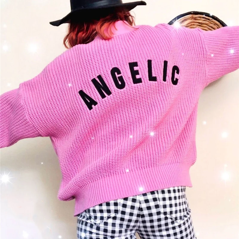 Autumn European and American cardigan with letter embroidery loose sweater coat button sweater women
Autumn European and American cardigan with letter embroidery loose sweater coat button sweater women
