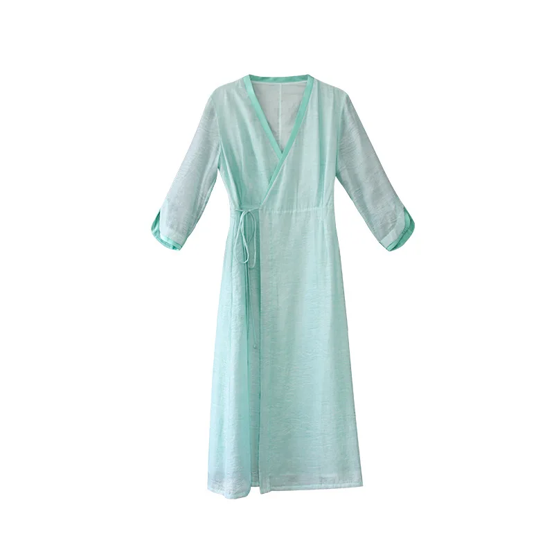 Chinese style improved cross collar Hanfu long skirt silk hemp jacquard daily costume super Zen Art tea dress woman
Chinese style improved cross collar Hanfu long skirt silk hemp jacquard daily costume super Zen Art tea dress woman