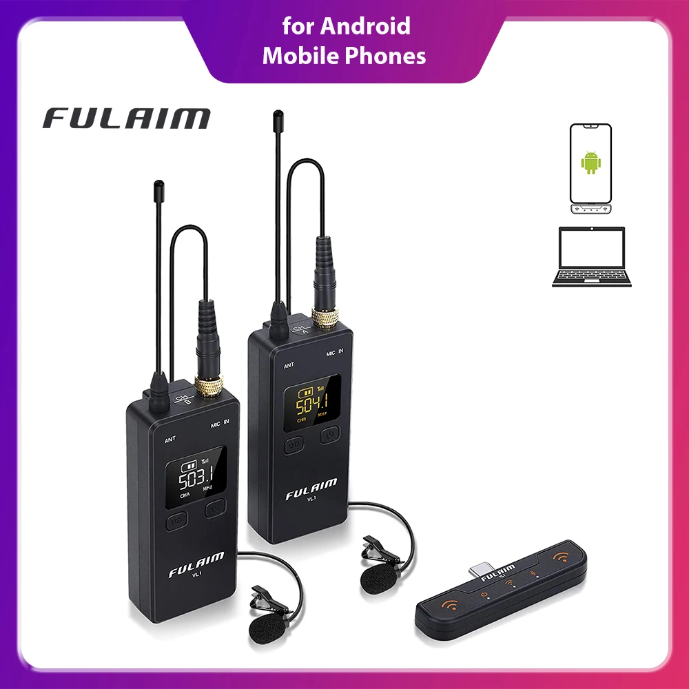 FULAIM Wireless Lavalier Microphone with Noise Cancelling for Android Mobile Phones 16 Channel for Recording Vlog YouTube Video
FULAIM Wireless Lavalier Microphone with Noise Cancelling for Android Mobile Phones 16 Channel for Recording Vlog YouTube Video