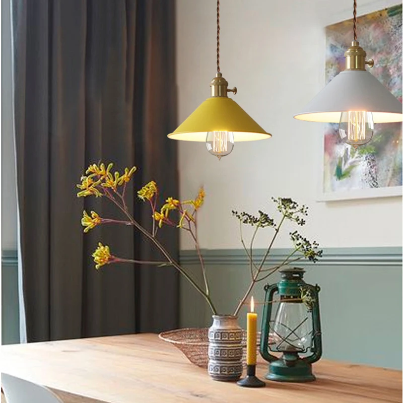 Loft Modern Pendant Light LED E27 Industrial Iron Hanging Lamp with 7 Colors for Living Room Bedroom Restautant Cafe Study Shop | Лампы и