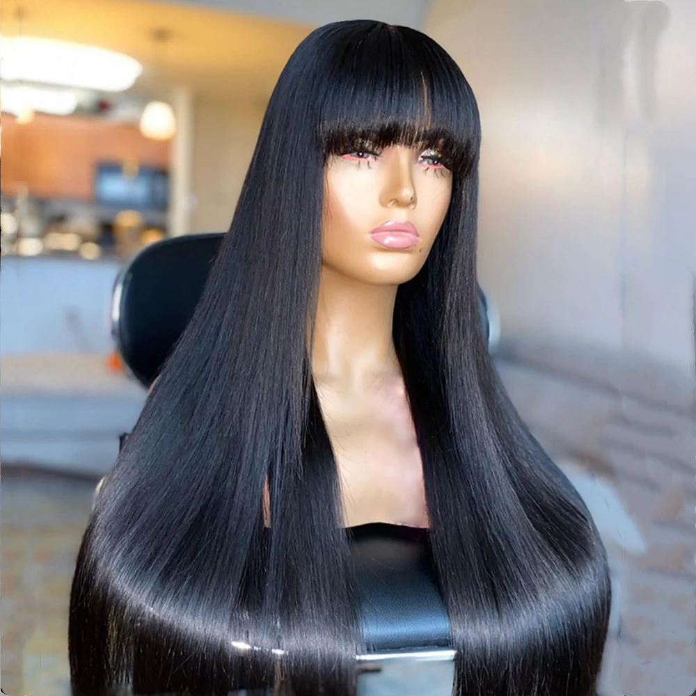 Straight Human Hair Wigs With Bangs Full Machine Made Wigs 100% Remy Brazilian Human Hair No Lace Wigs For Women
Straight Human Hair Wigs With Bangs Full Machine Made Wigs 100% Remy Brazilian Human Hair No Lace Wigs For Women