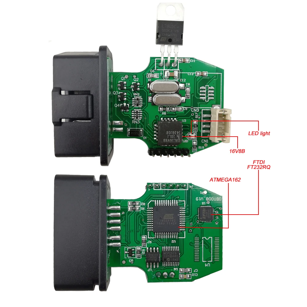 V2v3электрические тестеры Диагностический кабель OBDII 16 Pin 1-й ATMEGA162 + 16V8 FT232RQ
