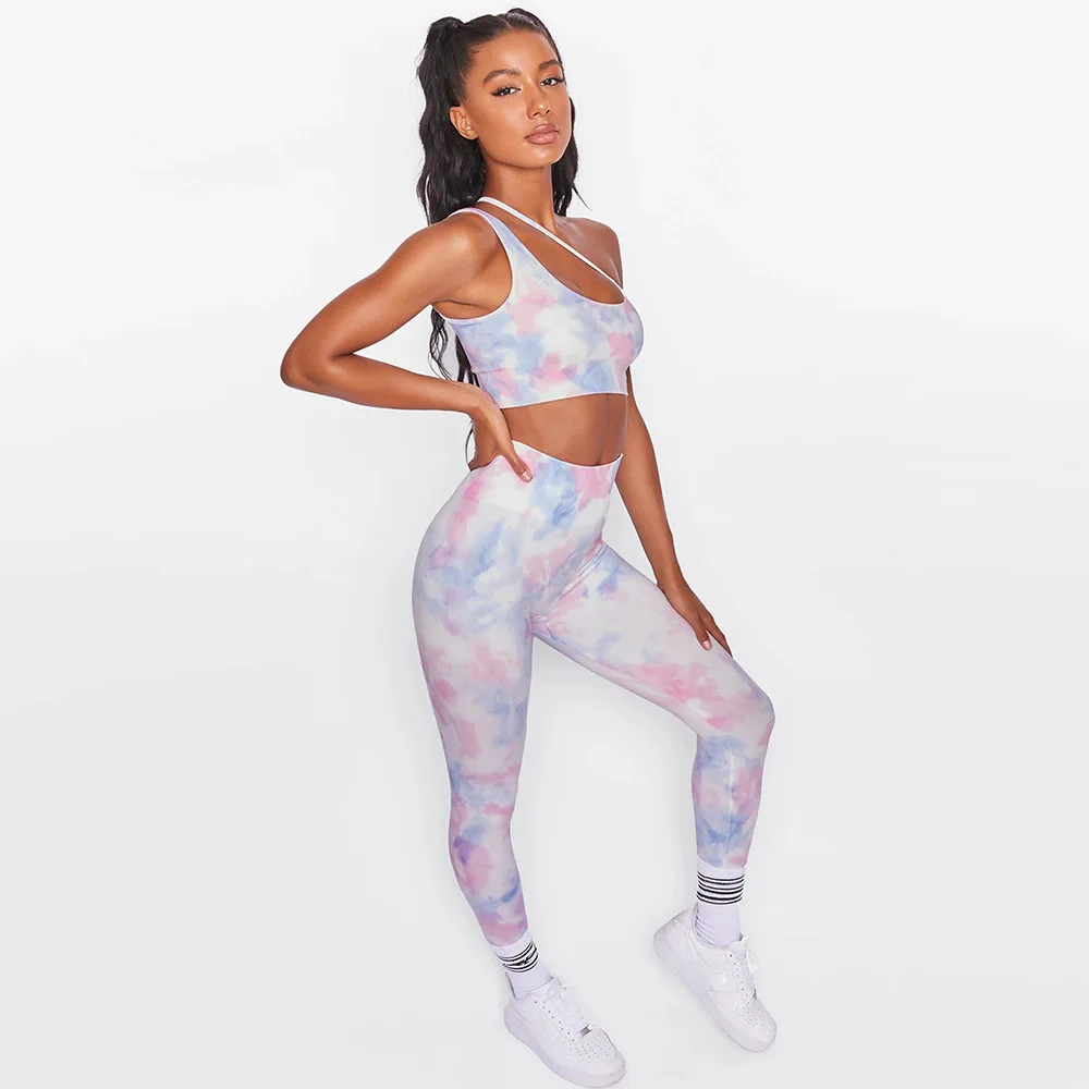 Seamless Women 2 PCS Yoga Set Sexy Irregular Oblique Shoulder Bra Digital Printing Sports Fitness Suit Sportswear Leggings Femme 
Seamless Women 2 PCS Yoga Set Sexy Irregular Oblique Shoulder Bra Digital Printing Sports Fitness Suit Sportswear Leggings Femme
