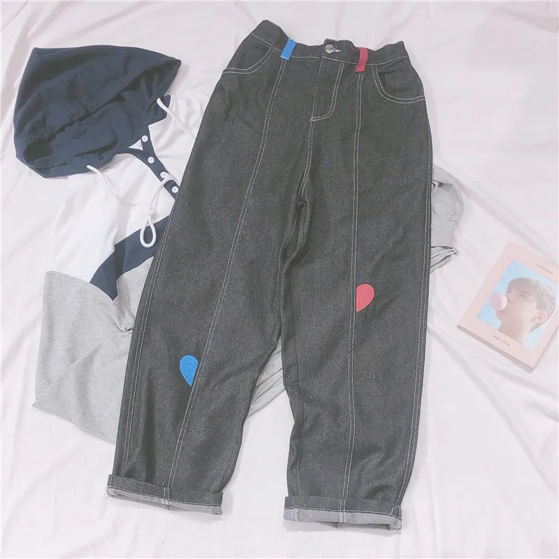 Japanese Harajuku Women Sweet Jeans Loving Splice Teen Girls Students 2020 Spring new Vintag Slim Black Casual Pants Mori Girl
Japanese Harajuku Women Sweet Jeans Loving Splice Teen Girls Students 2020 Spring new Vintag Slim Black Casual Pants Mori Girl