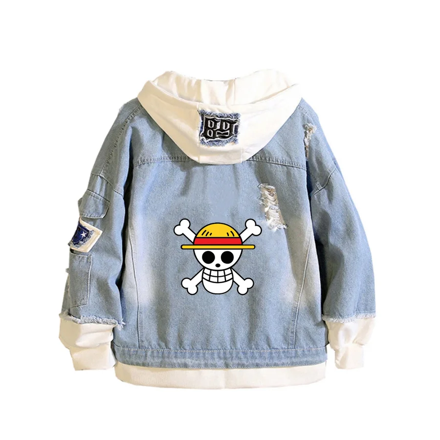 Anime one piece Coat Teens cowboy Jacket Men Women Casual Denim Hooded Loose coat Hooded Frayed Ripped Hole Jean Jacket
Anime one piece Coat Teens cowboy Jacket Men Women Casual Denim Hooded Loose coat Hooded Frayed Ripped Hole Jean Jacket