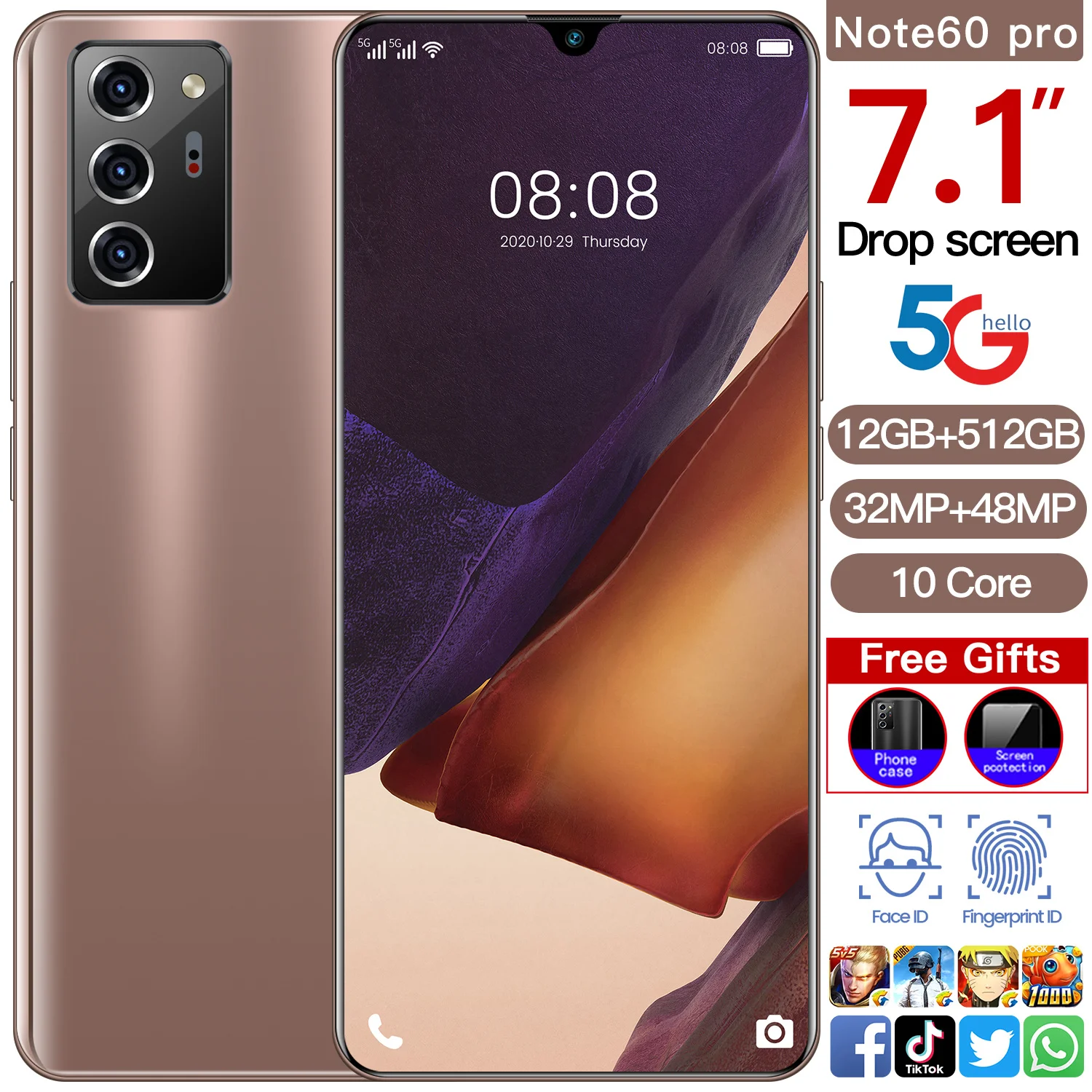 HuaWe Note60 Pro 7.1Inch Global Version Smartphone 12GB RAM 512GB ROM 32+48MP Camera Cellphone Display 5G 5600MAH Battery
HuaWe Note60 Pro 7.1Inch Global Version Smartphone 12GB RAM 512GB ROM 32+48MP Camera Cellphone Display 5G 5600MAH Battery