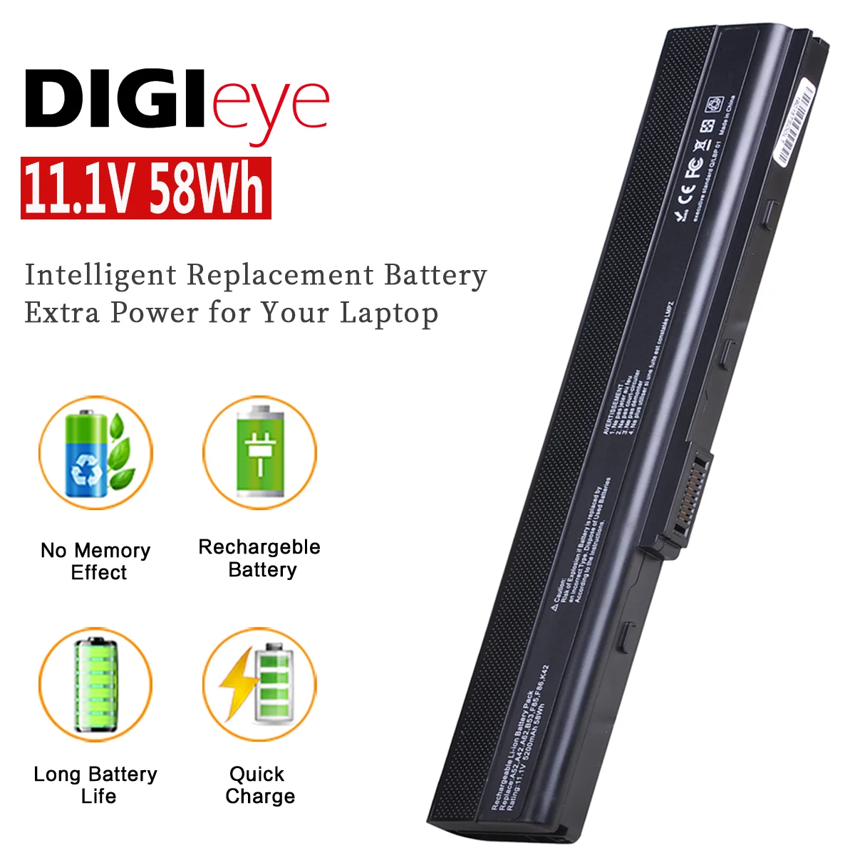 11.1V 58Wh Laptop Battery for Asus A31-K52 A41-K52 A32-K52 A42-K52 A52 A52F A52J K42 K42F K52F K52 K52J K52JC K52JE
11.1V 58Wh Laptop Battery for Asus A31-K52 A41-K52 A32-K52 A42-K52 A52 A52F A52J K42 K42F K52F K52 K52J K52JC K52JE