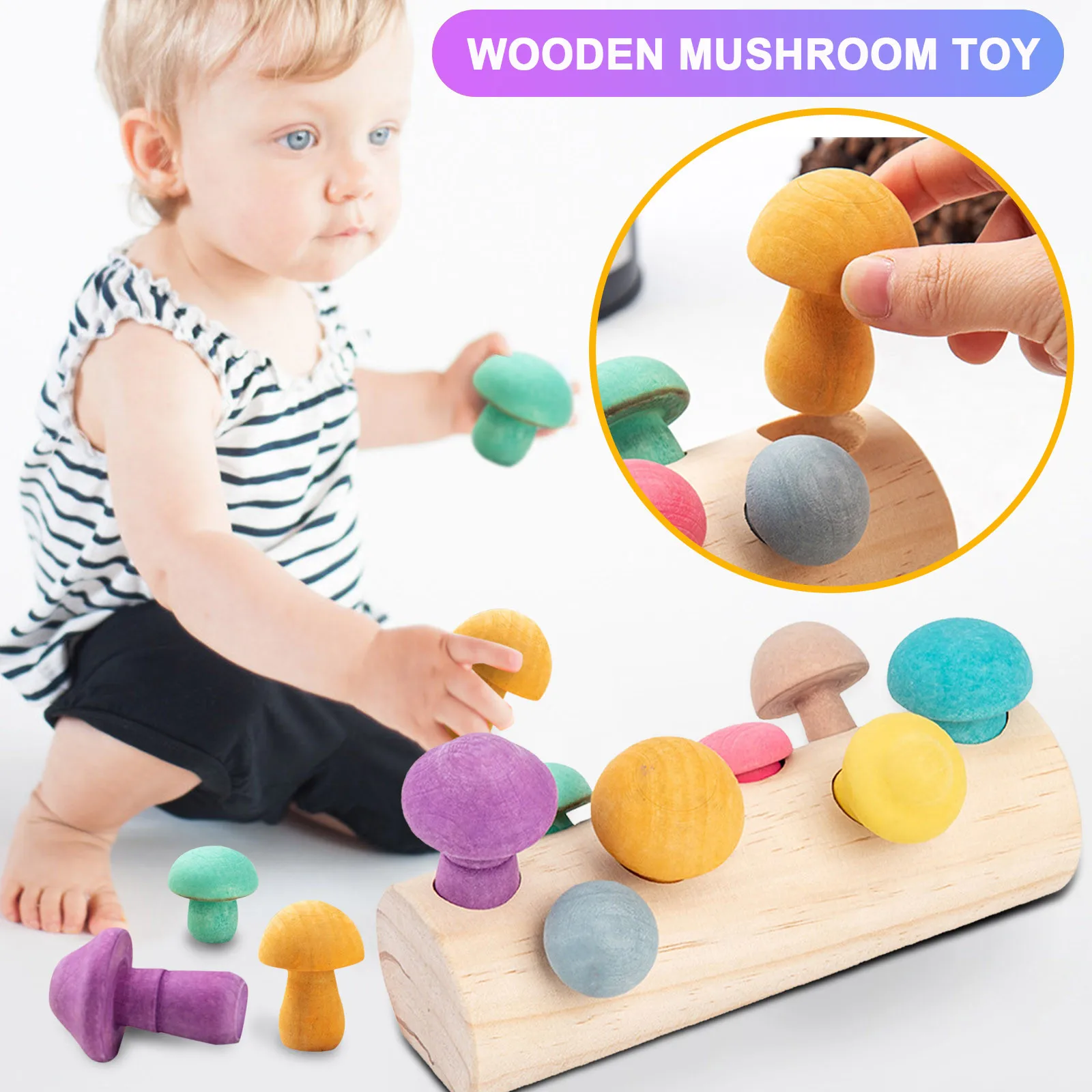 Wooden Mushroom Picking Game Montessori Educational Wooden Baby Toys Concentration Training Rainbow Building Block Mushroom FE
Wooden Mushroom Picking Game Montessori Educational Wooden Baby Toys Concentration Training Rainbow Building Block Mushroom FE