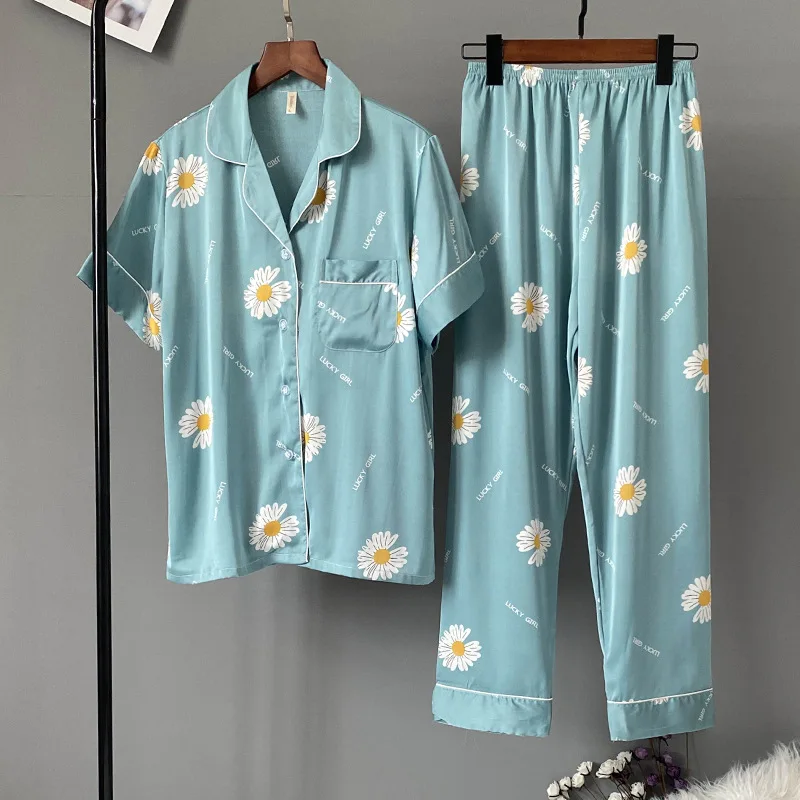 FZSLCYIYI Daisy Printed Women's Pajamas 2 pcs Short Sleeve Elastic Waist Pants Sleepwear Summer Fashion Lady Homewear Sets 
FZSLCYIYI Daisy Printed Women's Pajamas 2 pcs Short Sleeve Elastic Waist Pants Sleepwear Summer Fashion Lady Homewear Sets