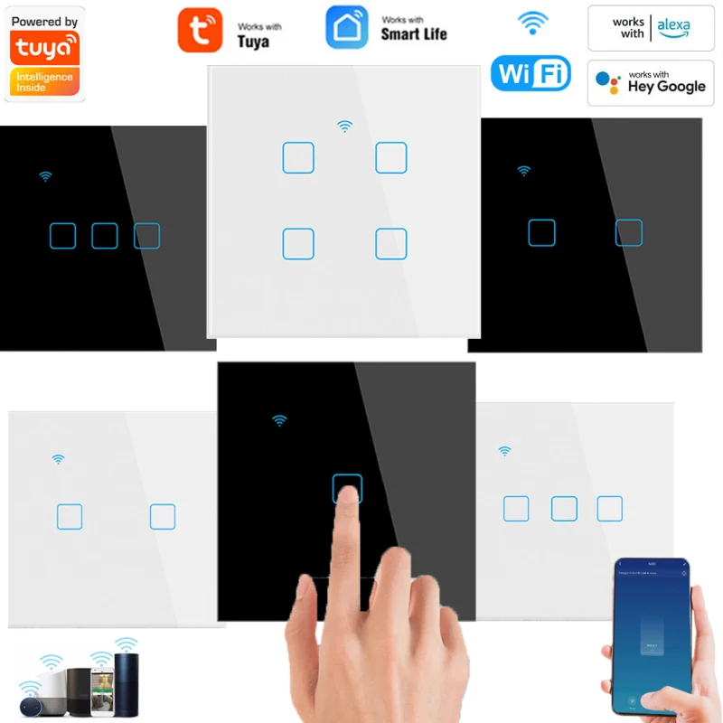 Tuya WiFi Bluetooth Touch Switch Smart Switch Wall Switch Universal For US/EU Smart Home Life Alexa Google Home 1/2/3/4Gang
Tuya WiFi Bluetooth Touch Switch Smart Switch Wall Switch Universal For US/EU Smart Home Life Alexa Google Home 1/2/3/4Gang