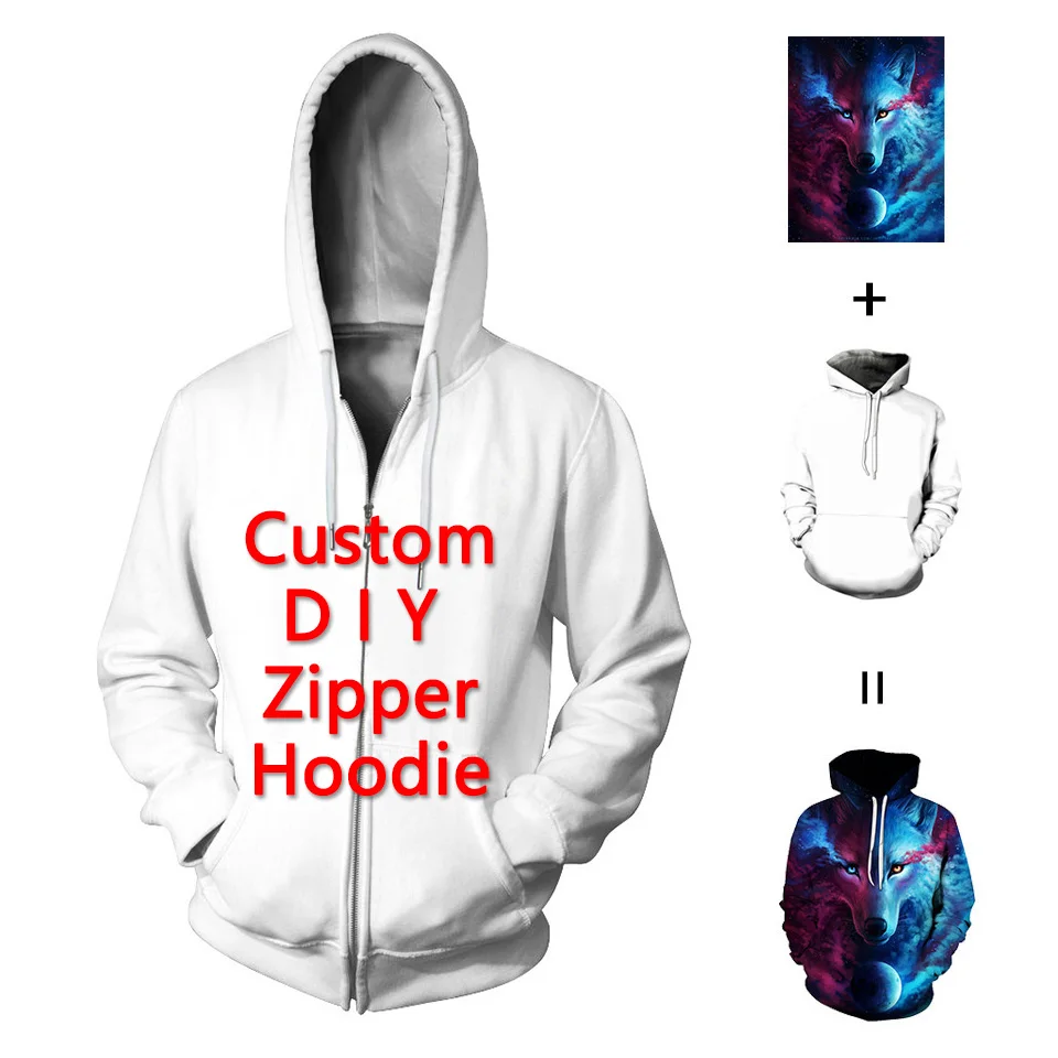 DIY Custom Hoodies Women Men 3D Print Zipper Hoodie Long Sleeve Hooded Tops Anime/Photo/Star/Singer Pattern/Team Logo Design
DIY Custom Hoodies Women Men 3D Print Zipper Hoodie Long Sleeve Hooded Tops Anime/Photo/Star/Singer Pattern/Team Logo Design