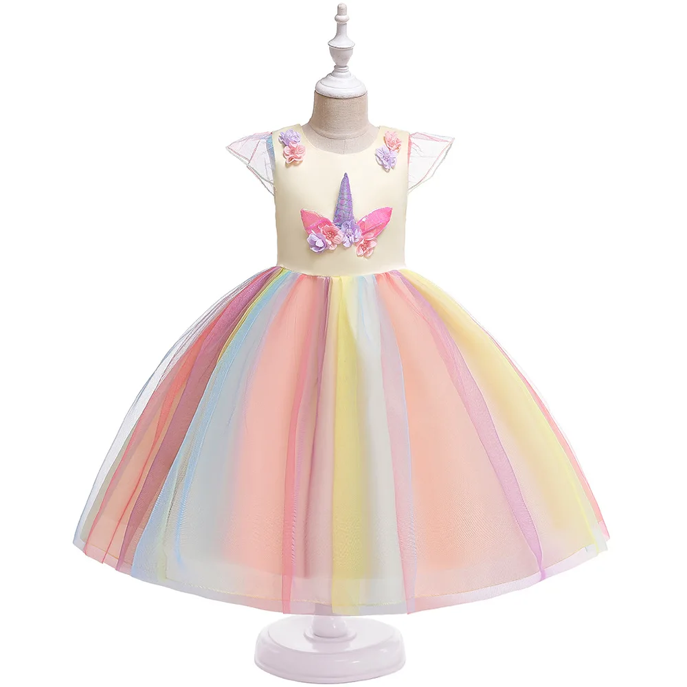 Hot Sale Fashion Children's Elegant Princess Dress Unicorn Rainbow Mesh New Girls Wedding Party Short Sleeve Kids Dresses 
Hot Sale Fashion Children's Elegant Princess Dress Unicorn Rainbow Mesh New Girls Wedding Party Short Sleeve Kids Dresses