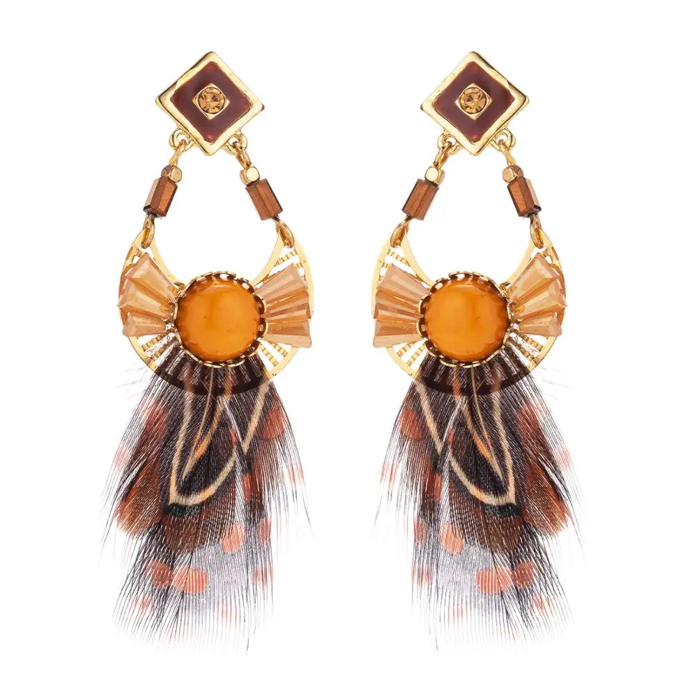 lureme Bohemian Indiana Natural Feather Earrings Dangle Earrings for Women 
lureme Bohemian Indiana Natural Feather Earrings Dangle Earrings for Women